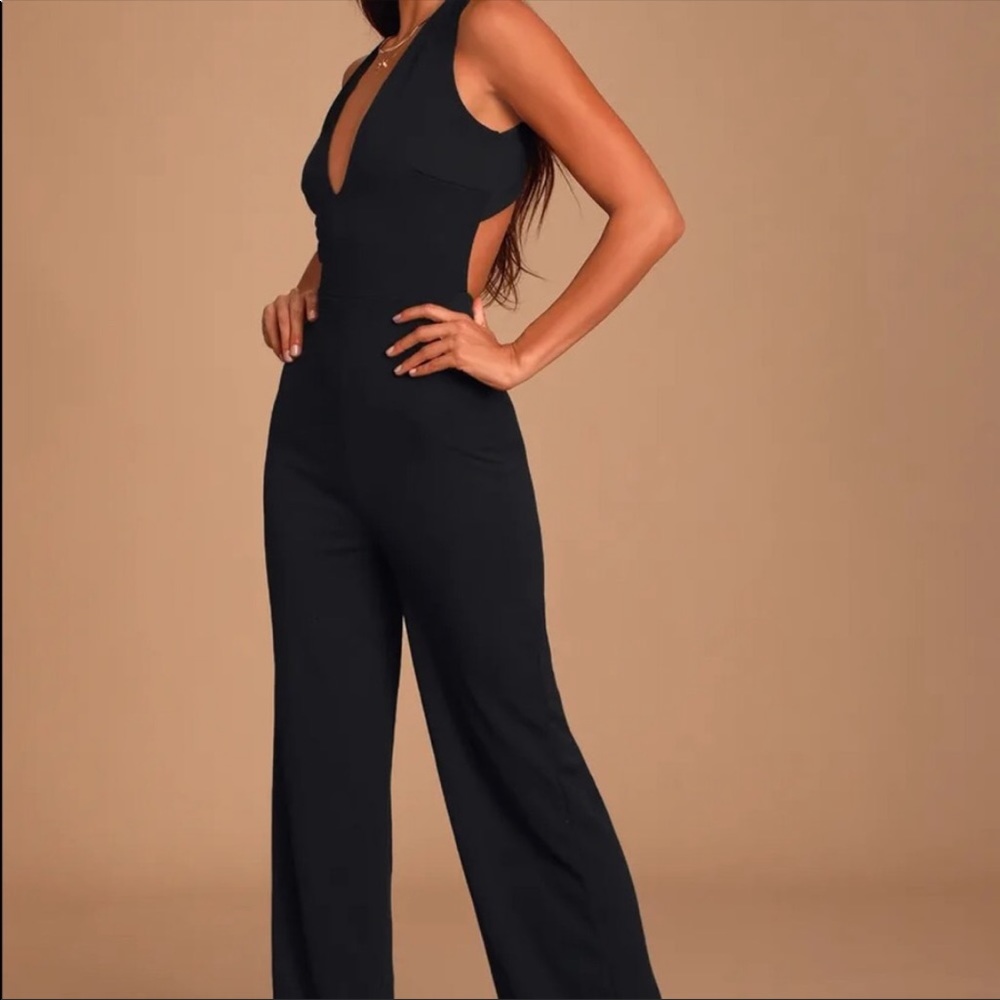 Lulu’s Thinking Out Loud Backless Jumpsuit NWT